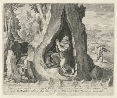 San Johannicius di Bitinia come eremita da Jan van Londerseel