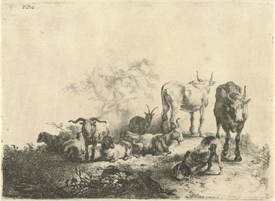 Paesaggio con bestiame e una lattaia da Jan van  Noordt