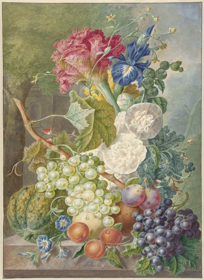 Natura morta con fiori e frutta da Jan van Os