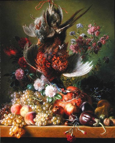 Natura morta con fagiano e fiori da Jan van Os
