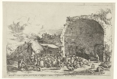 Festività presso le rovine della grotta della ninfa Egeria da Jan van Ossenbeeck