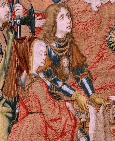 Arazzo fiammingo. Serie Episodi della vita della Vergine. Le profezie si compiono alla nascita di Cristo. Primo arazzo della serie. Modelli attribuiti a Jan von Roome da Jan van Roome
