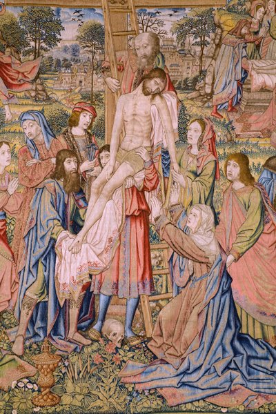 Arazzo Fiammingo. Serie La Passione di Cristo: Discesa dalla Croce (dettaglio) da Jan van Roome
