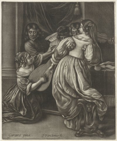 Compagnia musicale intorno a un tavolo da Jan van Somer