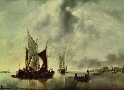 Calma o, barche vicino alla costa, dopo il 1651 da Jan van de Capelle or Cappelle