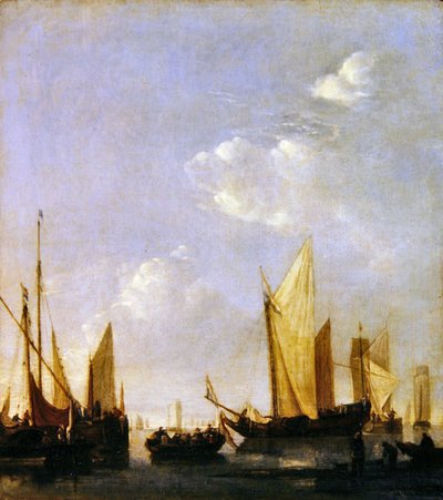 Navi ancorate in un mare calmo da Jan van de Capelle or Cappelle