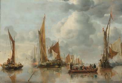 La flotta di casa che saluta la barca di stato da Jan van de Cappelle