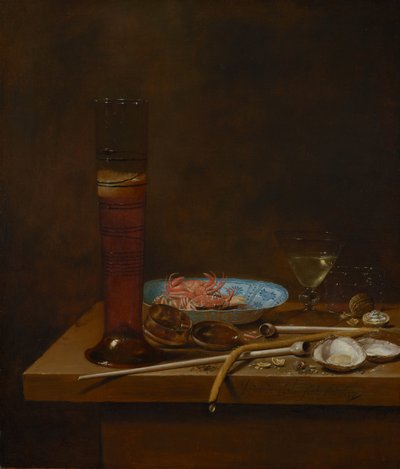 Natura morta con utensili per fumare e granchi, 1657 da Jan van de III Velde