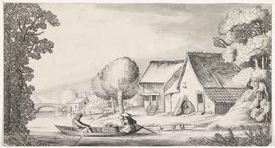 Contadino e contadina in una barca a remi (Playsante lantschappen ende vermakelycke gesichten) da Jan van de Velde (II)