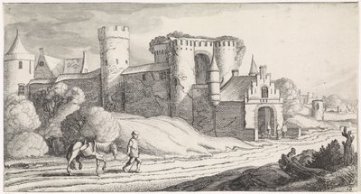 Contadino con un cavallo su una strada lungo un castello da Jan van de Velde (II)