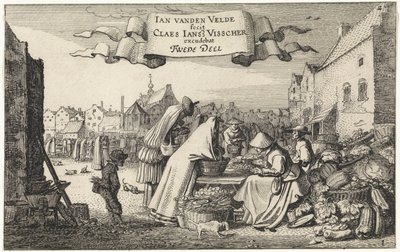 Figure presso una bancarella di verdure in un mercato (Paesaggi) da Jan van de Velde (II)
