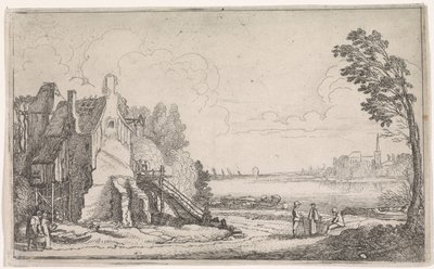 Figure presso una casa diroccata vicino a un fiume da Jan van de Velde (II)