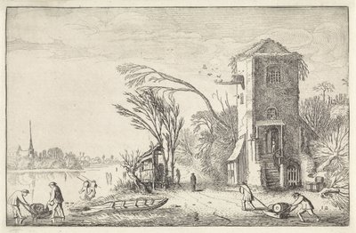 Figure in un paesaggio invernale con una torre da Jan van de Velde (II)