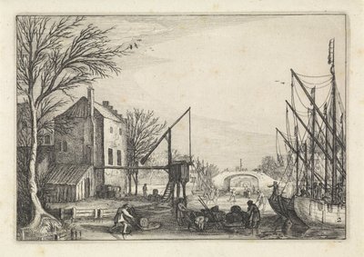 Figure sul ghiaccio vicino a una birreria (Landschappen / Amenissimae aliquot requculae) da Jan van de Velde (II)