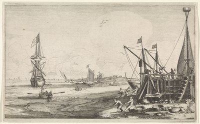 Molo con pescatori che tirano le reti da Jan van de Velde (II)