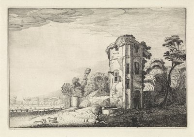 Pastore vicino a una torre con un pozzo (Landschappen, Amenissimae aliquot requculae) da Jan van de Velde (II)