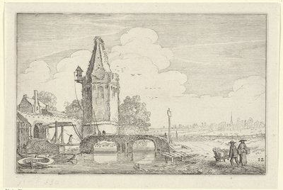 Paesaggio con una torre e un ponte sul fiume Niers da Jan van de Velde (II)