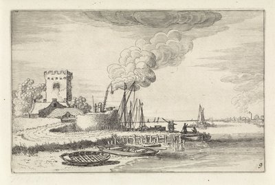 Paesaggio con un faro in un porto da Jan van de Velde (II)