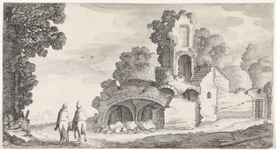 Paesaggio con rovina e due cavalieri da Jan van de Velde (II)