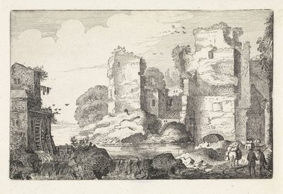 Paesaggio con rovine e un mulino ad acqua da Jan van de Velde (II)