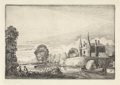 Barca da diporto in un fossato (Landschappen, Amenissimae aliquot requculae) da Jan van de Velde (II)