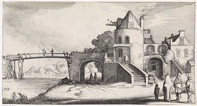 Casello con ponte di legno sul fiume da Jan van de Velde (II)
