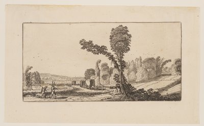 Paesaggio con cacciatori e carri da fieno, da Sei paesaggi da Jan van de Velde II