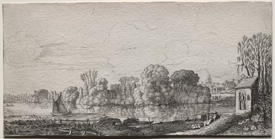 Paesaggi: Una piccola cappella vicino a uno stagno da Jan van de Velde II