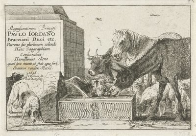 Animali presso una fontana da Jan van den Hecke