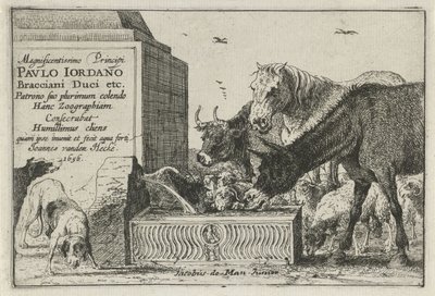 Animali presso una fontana (Zoographiam) da Jan van den Hecke