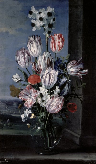 Fiori in un vaso di cristallo, 1652 da Jan van den Hecke