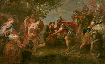 Giacobbe incontra suo fratello Esaù da Jan van den Hoecke