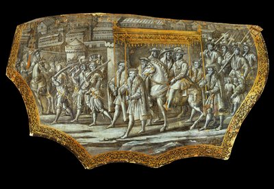 Scudo da parata dopo Giovanni Stradanus: Ingresso di Cosimo I ... da Jan van der (1523-1605) Straet