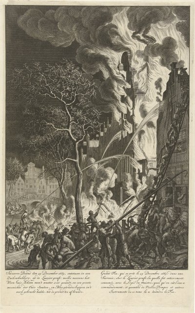 Incendio al Lauriergracht ad Amsterdam, 1669 da Jan van der Heyden (attributed to)