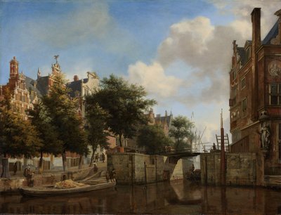 Veduta della città di Amsterdam con case sull