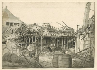 Resti di un magazzino bruciato da Jan van der Heyden