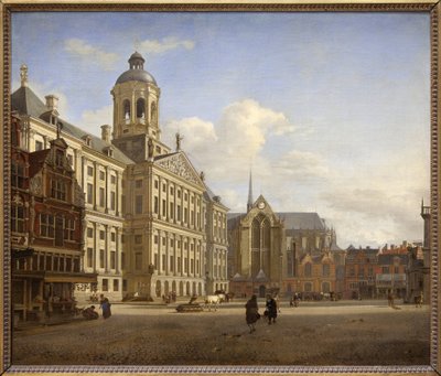 La diga con il nuovo municipio di Amsterdam da Jan van der Heyden