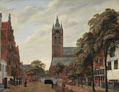 Veduta del canale Oude Delft, Delft da Jan van der Heyden