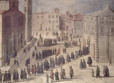 Festa di omaggio in Piazza del Duomo, Firenze, 1555 da Jan van der Straet
