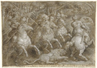 Caccia ai leoni persiani (serie Jachtpartijen, parte 2) da Jan van der Straet