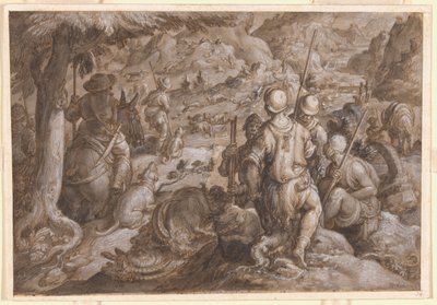 Uomini a caccia di stambecchi con i cani da caccia da Jan van der Straet