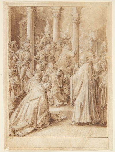 S. Giovanni Alberti Fiorentinos historie. I soldati inviati dal vescovo di Firenze attaccano il monastero, dove credono che Giovanni Alberti sia da Jan van der Straet