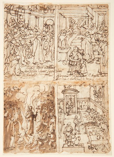 Otto scene della vita di San Giovanni Gualberto (recto e verso) da Jan van der Straet, called Stradanus