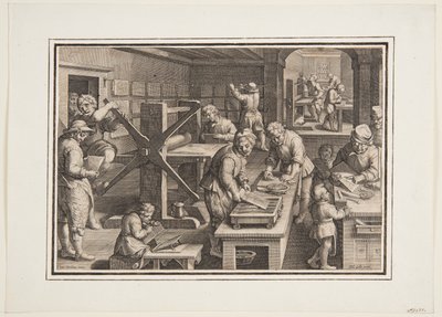 Incisione su metallo; Incisori su una nave da Jan van der Straet, called Stradanus