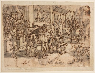 Invenzione della staffa, design per "Staphae, sive stapedes," tav. 9 nella serie di stampe Nova Reperta da Jan van der Straet, called Stradanus