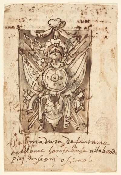 Pagina di un taccuino: Trofeo militare da Jan van der Straet, called Stradanus