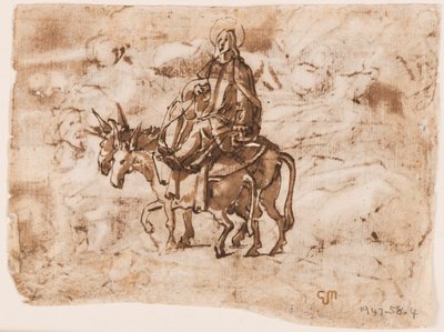 Pagina di un taccuino; Fuga in Egitto; Crocifissione da Jan van der Straet, called Stradanus