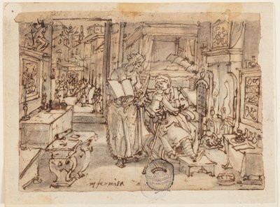 Pagina di un taccuino; Infermità da Jan van der Straet, called Stradanus