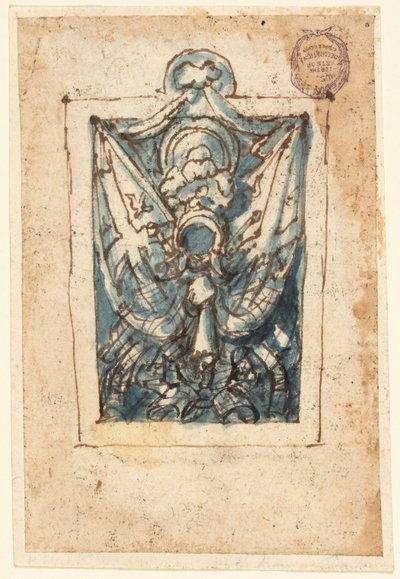 Pagina di un taccuino; Trofeo di armi da Jan van der Straet, called Stradanus