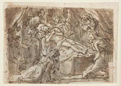 Recto: Lamentazione sul Cristo morto; Verso: Zeusi dipinge Elena di Troia da Jan van der Straet, called Stradanus